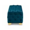 Doe Buck Velvet Tufted Bench in Teal Colour with Gold Base