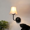 Devansh Black Wall Mounted Lamp With Off-White Cotton Shade