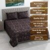 Uma Chocolate Shade Floral 400 TC Cotton Flat Double Queen Size Bedsheet with 2 Pillow Covers – Threads
