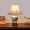 Devansh Off-White Cotton Shade Lamp With Wood & Mosaic Glass Base For Decoration/Office/Home/Gifting/Study For Decoration/Office/Home/Gifting/Study