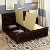 Moglis Solid Wood King  Size Bed With Box Storage Bed Walnut In Finish