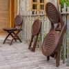 Alfresco Solid Wood Outdoor Folding Round Table with Two Folding Round Chairs in Brown Colour