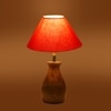 Devansh Orange Cotton Table Lamp With  Wood Natural Base -(10X12.5 Inches)-28