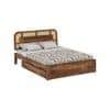 Sunburst Ratan Solid Wood Queen Size Storage Bed