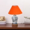 Devansh Conical Orange Cotton Shade Lamp With Wood & Mosaic Glass Base For Decoration/Office/Home/Gifting/Study For Decoration/Office/Home/Gifting/Study -(10X10X14.5) Inches -A