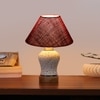 Devansh Conical Maroon Jute Shade Lamp With Wood & Mosaic Glass Base For Decoration/Office/Home/Gifting/Study For Decoration/Office/Home/Gifting/Study -(10X10X14.5) Inches -A