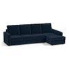 Apollo Compact Sofa (Colour : Sea Port Blue Velvet, Cushion : Soft, Back Type : High Back, Seating Capacity : Right Aligned 3 Seater + Right Aligned Chaise + Ottoman)