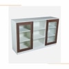 Viona Engineered Wood Display Bar Unit Frosty White Columbian Walnut