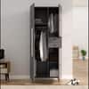 Hexa Red Wooden 2 Door Wardrobe with Drawer and Hanging Space in Slate Grey Colour