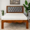 Buttoned Solid Wood Non Storage Single Bed in Provincial Teak Finish