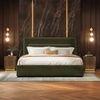 Milan Engineered Wood King Size Beds With Storage In Deep Olive Velvet