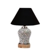 Devansh Conical Black Cotton Shade Lamp With Wood & Mosaic Glass Base For Decoration/Office/Home/Gifting/Study For Decoration/Office/Home/Gifting/Study -(10X10X14.5) Inches -A