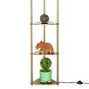 Devan Metal Multiutility Shelf Floor Lamp With Off White Cotton Shade
