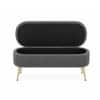 Doe Buck Luxury Boucle Storage Bench in Grey Colour with Gold Tipped Legs