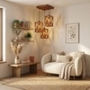 Symmetric Brown Solid Wood Cluster Hanging Light
