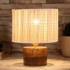 Clifford Round Bamboo Table lamp with Natural Wood Base
