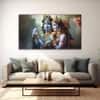 The Castle Decor Radha Krishna Wall Art Set of 5 Wooden Framed Digital Painting 27x48 Inch