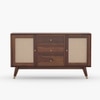 Rattan Sheesham Wood Sideboard In Provincial Teak Finish