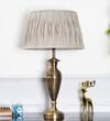 IPSWICH INGLEBY Gold Finish Aluminium Table Lamp with Beige Pleated Shade