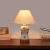 Devansh Conical Off White Cotton Shade Lamp With Wood & Mosaic Glass Base For Decoration/Office/Home/Gifting/Study For Decoration/Office/Home/Gifting/Study -(10X10X14.5) Inches -A