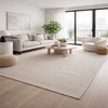 Pebble Weave Wool Rectangle Carpets Hand Knotted in Beige Colour
