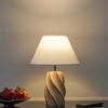 BURFORD Small Distress White Finish Wood Table Lamp with White Cotton Shade – LED  Included