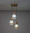Klimt 3 Light Ceiling Pendant In Brass Finish Metal With Amber Rippled Glass Shades