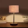 Devansh Grey Cotton Table Lamp With  Natural  Wood Base  & Steel Pipe (7X17 Inches)-7