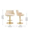 Doe Buck Oliver Adjustable Velvet Bar Stool in Beige Colour with Gold Base
