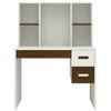 Tiara Study Desk with 3 Drawers and Built In Bookshelf in Ivory Coffee Walnut Colour