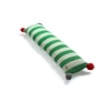 Streaky Knitted Oblong Pillow Cover With Red Pom Poms  Green Natural 35X7 Inches