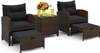Carry Bird Wicker Patio Furniture Outdoor Balcony Chairs In Brown And Black Colour