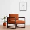Aura Boucle Fabric Arm Chair in Orange Colour