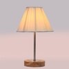 Devansh Off-White Cotton Vintage  Lamp With Natural  Wood Base  & Steel Pipe  (12X8X19.25)