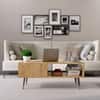 Hexa Engineered Wood Modern Coffee Table With Golden Metal Legs In Giant Wood