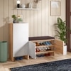 Trudo Modular Shoe Cabinet Combo with 12 Pair Seat Cabinet & 10 Pair Cabinet – Spacious Modular Shoe Organizer