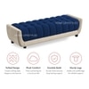 Resco  Velvet 2 Seater 4 Feet Ottoman Bench in Navy Blue & Cream  Color