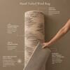 Abstract Beige Ivory Wool Silk Handmade Area Rug for Living Room 10x14