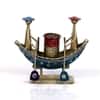 Desert Art Metal Handpainted Multicolour Boat Pen Stand