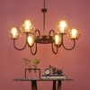 Eliante Champaign Glass Chandelier, 6-Light, Mild Steel And Ceramic, Elegant Modern Lighting Fixture