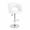 Doe Buck Adjustable Upholstered Bar Stool in White Colour with Chrome Base