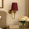 Devansh Metal Electric Wall Light in Antique Gold Colour with Maroon Shade Count of 1 Light