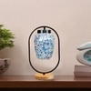 Devansh Multicolor Glass Wooden & Iron  Table Lamp -17 Inch Height  -Lpo