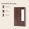 Hilton 3 Door 3 Drawer Wardrobe With Mirror and Lock in Chestnut Acacia Finish