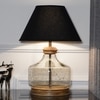 Tuscan Glass and Wood Table Lamp With Black Cotton Shade