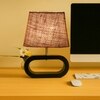 Devansh Beige Jute Table Lamp With Wood Black Base -9