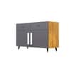 Hexa Red Multipurpose Storage Cabinet With 2 Drawer 2 Door in Giant Wood And Slate Grey Colour