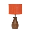 Devansh Orange Jute Table Lamp With Wood Natural Base (7X13 Inches)-19