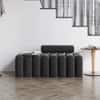 Wooden Twist Veylo Modern Line Design Bench with Round Back Pillow in Grey Colour