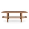 Tora XL Solid Wood And Cane With Glass Coffee Table In Amber Walnut Finish